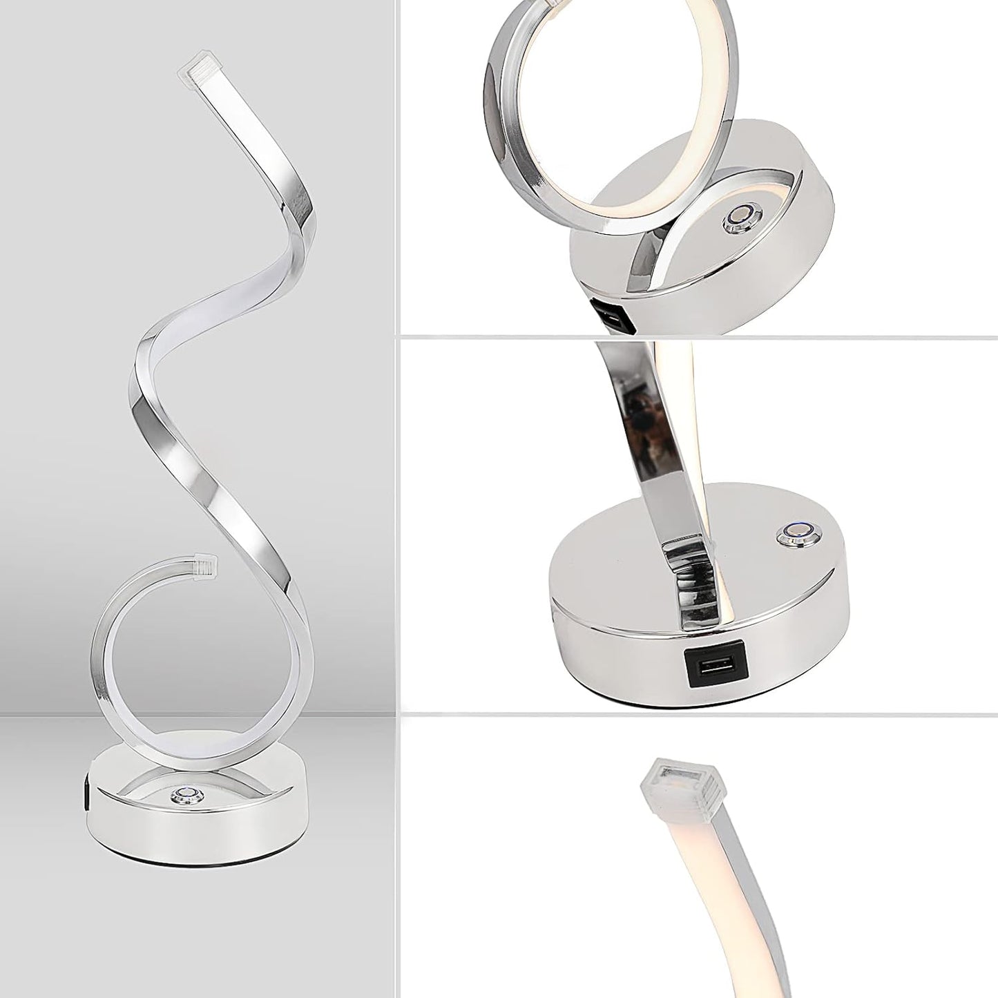 Modern LED Spiral Desk Lamp – Dimmable Curved Light for Home & Office Décor