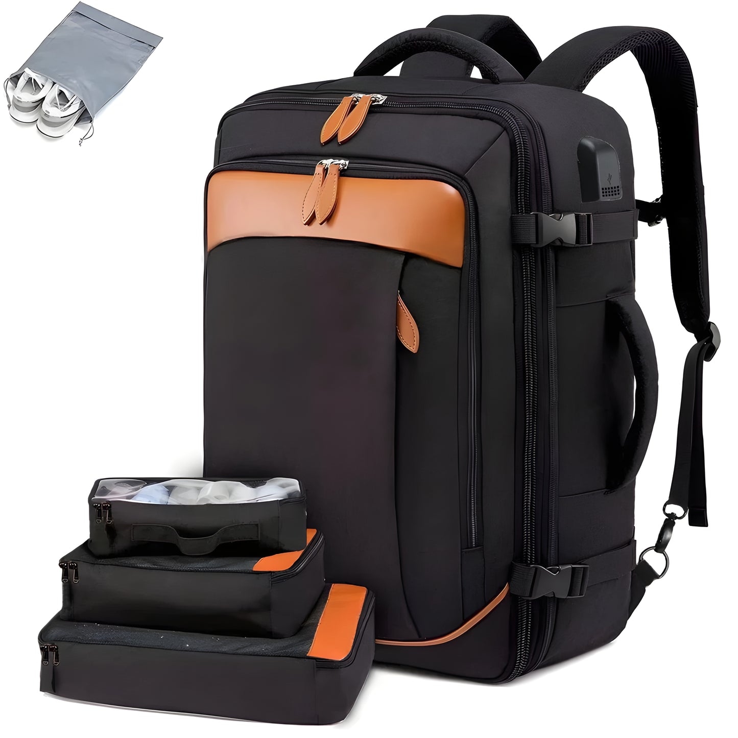 40L expandable waterproof travel backpack with large capacity for men and women