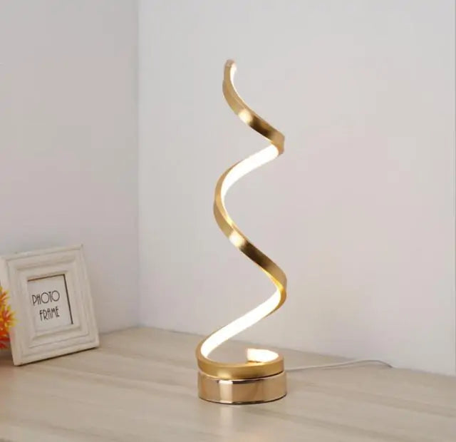 Modern LED Spiral Desk Lamp – Dimmable Curved Light for Home & Office Décor