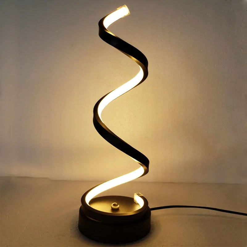 Modern LED Spiral Desk Lamp – Dimmable Curved Light for Home & Office Décor