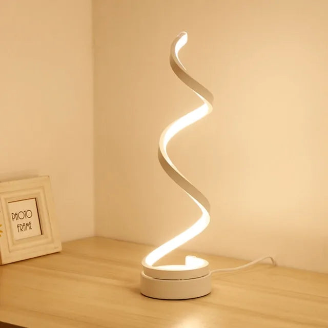 Modern LED Spiral Desk Lamp – Dimmable Curved Light for Home & Office Décor
