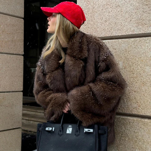 Neo Mint Gradient Oversized Fur Coat y 2025 Winter
