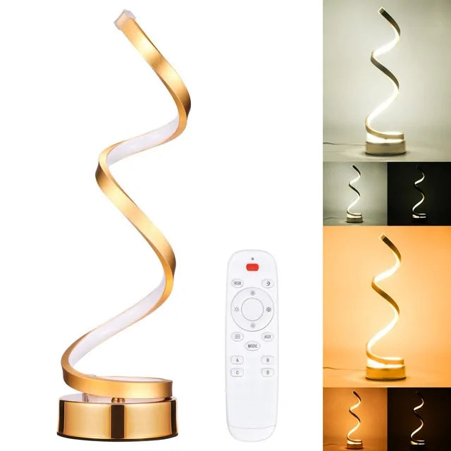Modern LED Spiral Desk Lamp – Dimmable Curved Light for Home & Office Décor