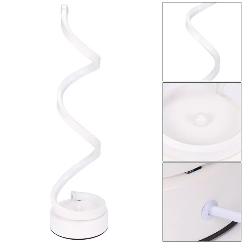 Modern LED Spiral Desk Lamp – Dimmable Curved Light for Home & Office Décor