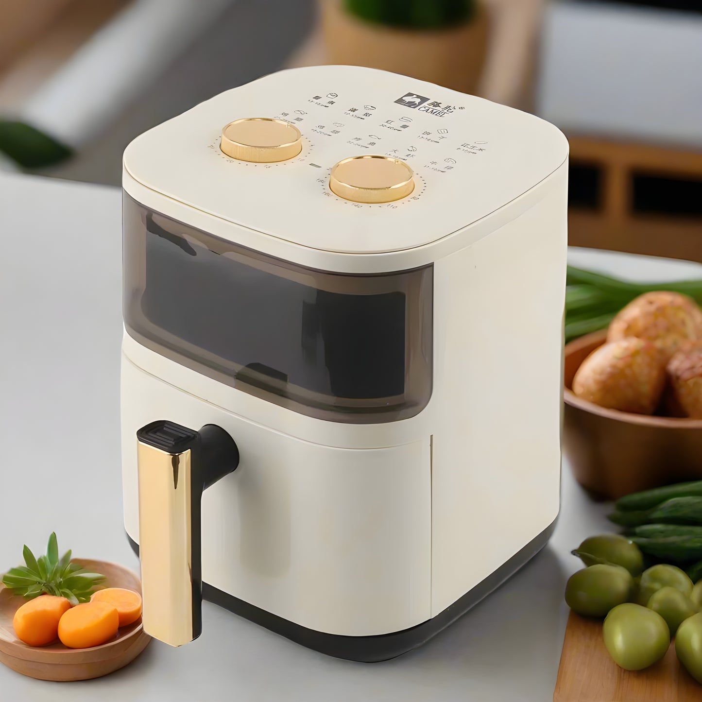 Multifunctional air fryer with digital control knobs for precise cooking