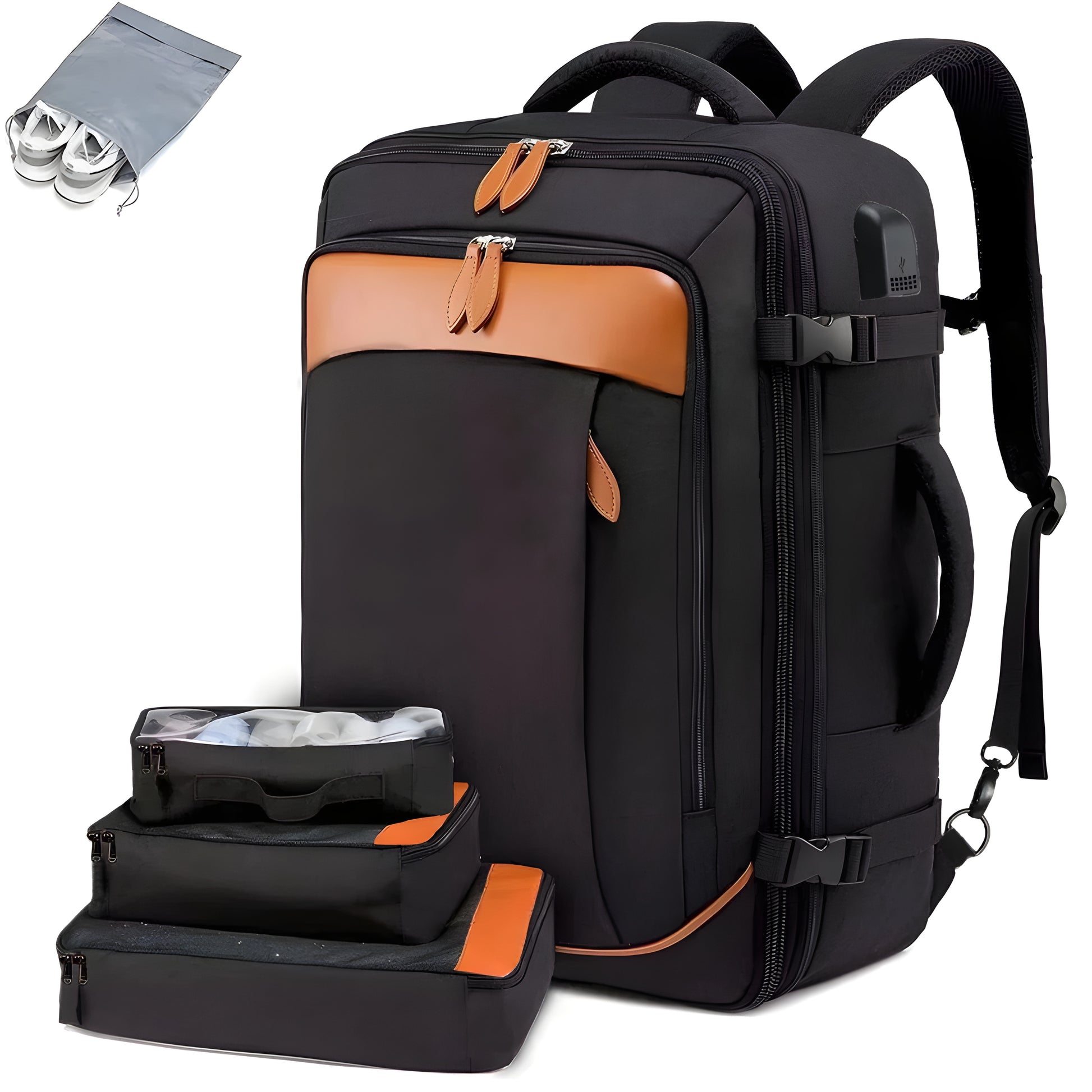 40L expandable waterproof travel backpack with large capacity for men and women