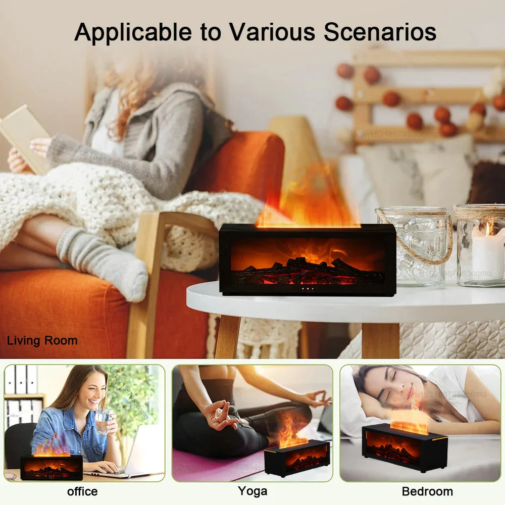 3-in-1 Flame Humidifier: Fireplace Ambiance, Aromatherapy, Remote Control