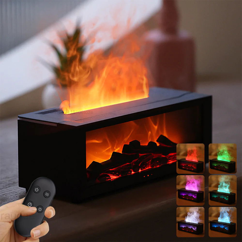 3-in-1 Flame Humidifier: Fireplace Ambiance, Aromatherapy, Remote Control