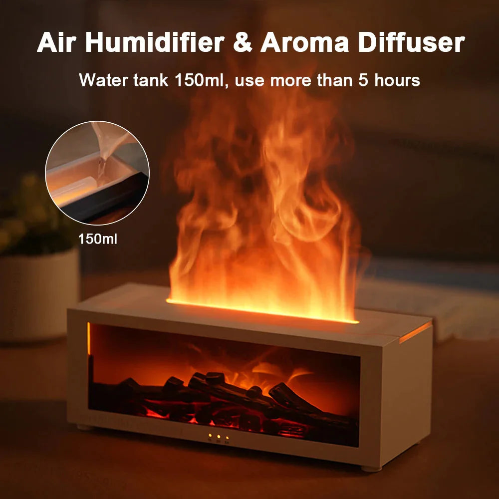 3-in-1 Flame Humidifier: Fireplace Ambiance, Aromatherapy, Remote Control