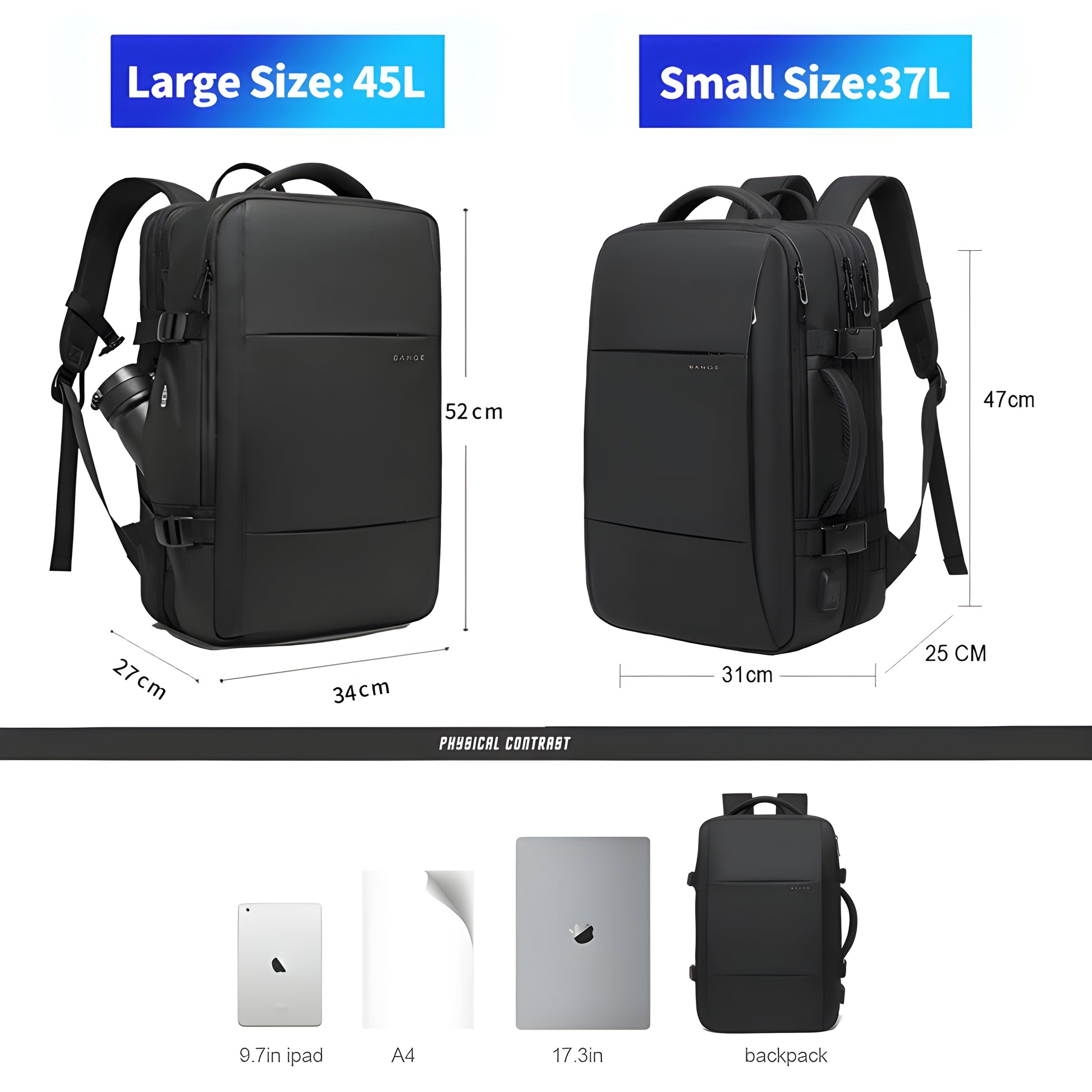 BANGE waterproof backpack featuring hidden anti-theft pockets for security.