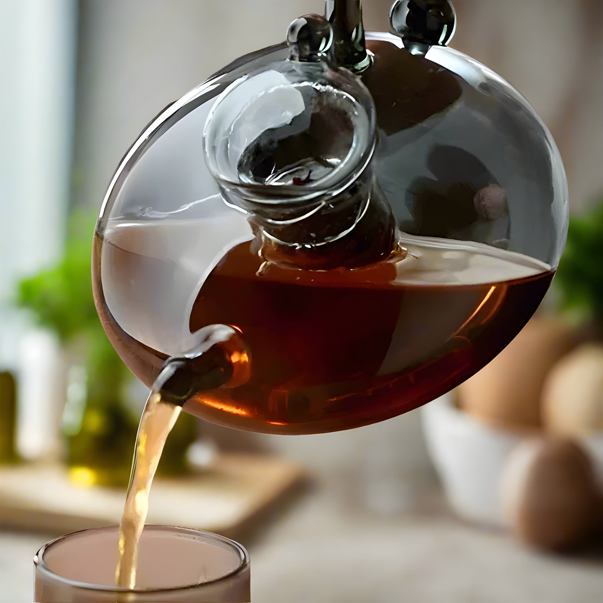 Blooming flower tea teapot showcasing a delicate and transparent design
