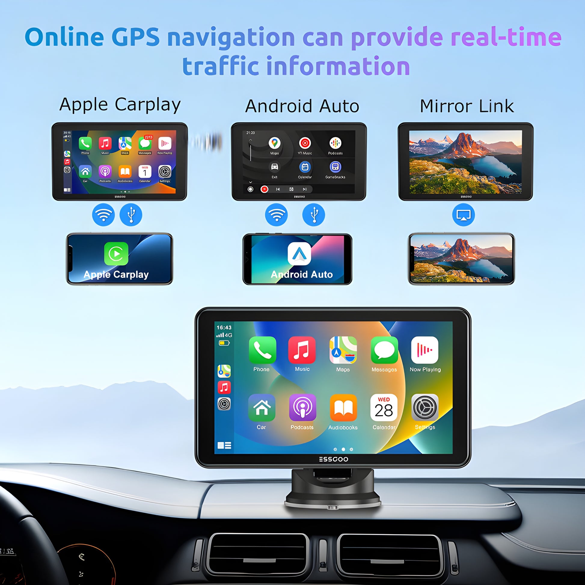 Bluetooth-enabled car stereo with high-definition audio and voice control