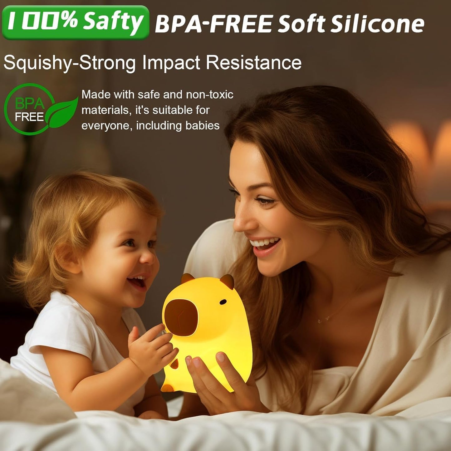 Capybara animal night light used as a decorative bedroom accessory