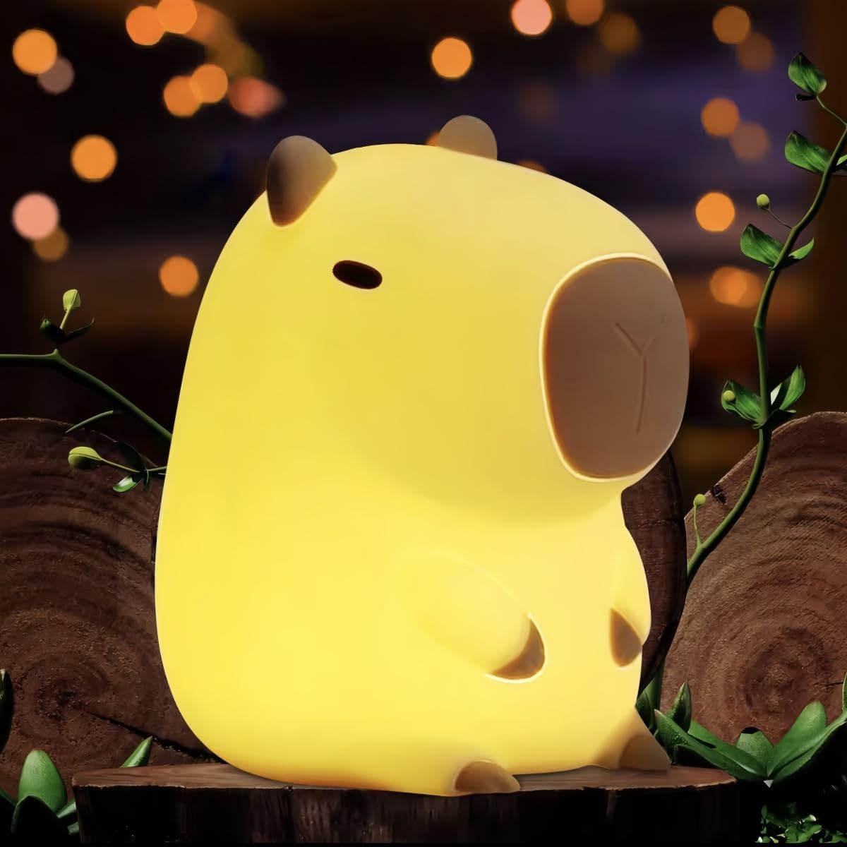 USB rechargeable capybara night light with soft LED glow for convenient use