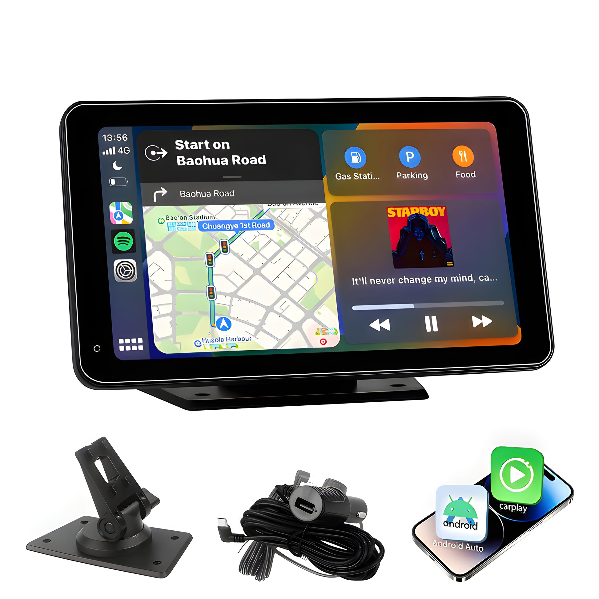 SSGOO 7-inch car stereo with wireless CarPlay and Android Auto compatibility