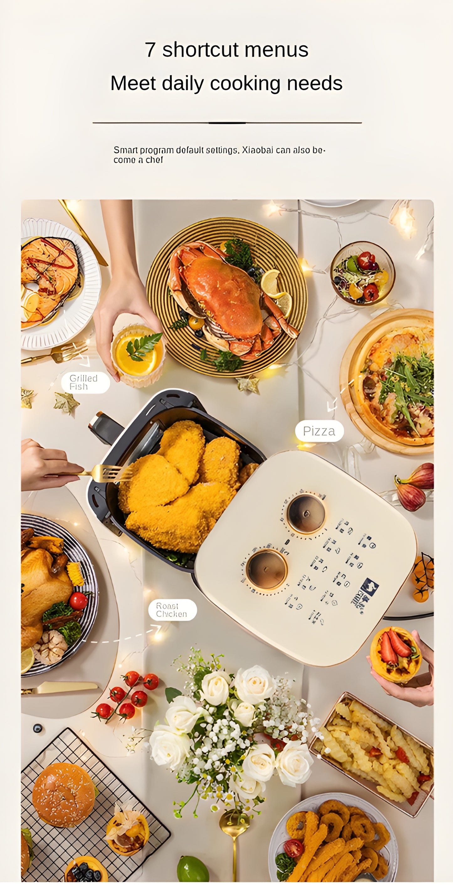 High-power air fryer with rapid heating for fast cooking