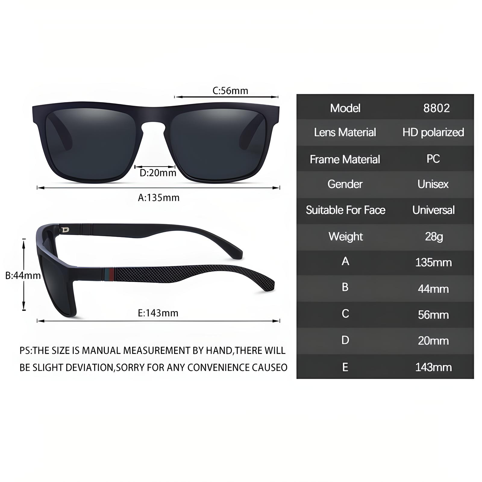Polarized sunglasses designed for driving, running, and fishing trips