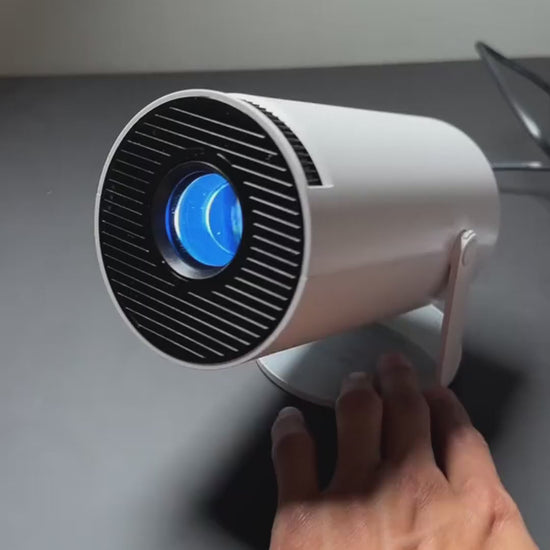 Video demo of HY300 Pro Plus 4K mini projector showcasing portable design, dual WIFI connectivity, and home theater performance.