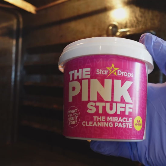 "The Pink Stuff used to clean burnt food stains from pots and pans"
