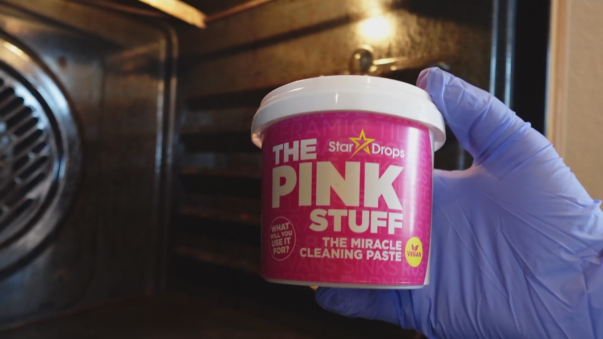 "The Pink Stuff used to clean burnt food stains from pots and pans"
