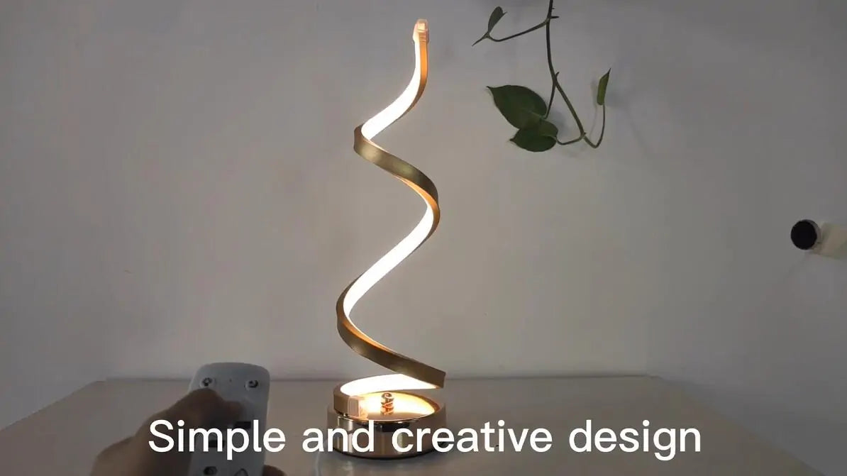 Modern LED Spiral Desk Lamp – Dimmable Curved Light for Home & Office Décor