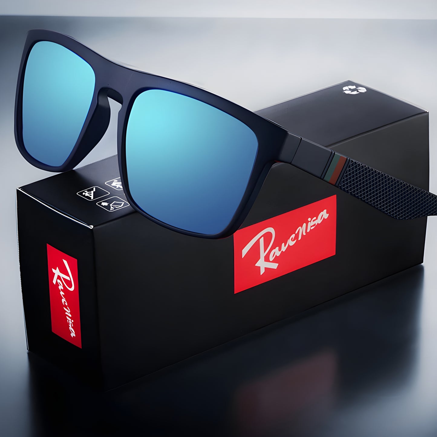 Retro square sunglasses designed for driving, fishing, and outdoor adventures