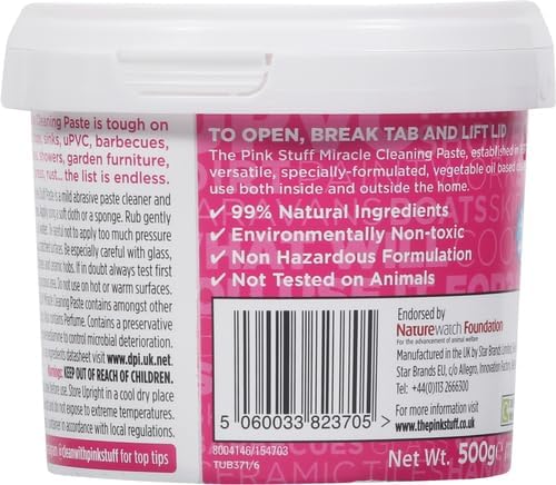 The Pink Stuff cleaning paste jar with eco-friendly label