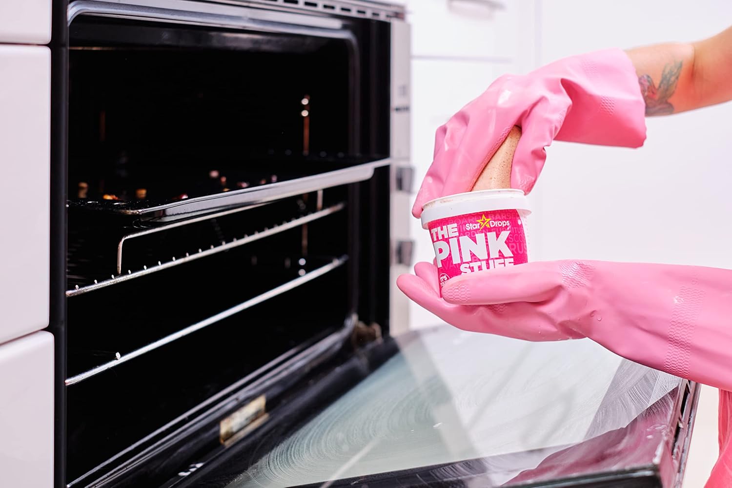 "Safe home cleaning using The Pink Stuff eco-friendly formula"