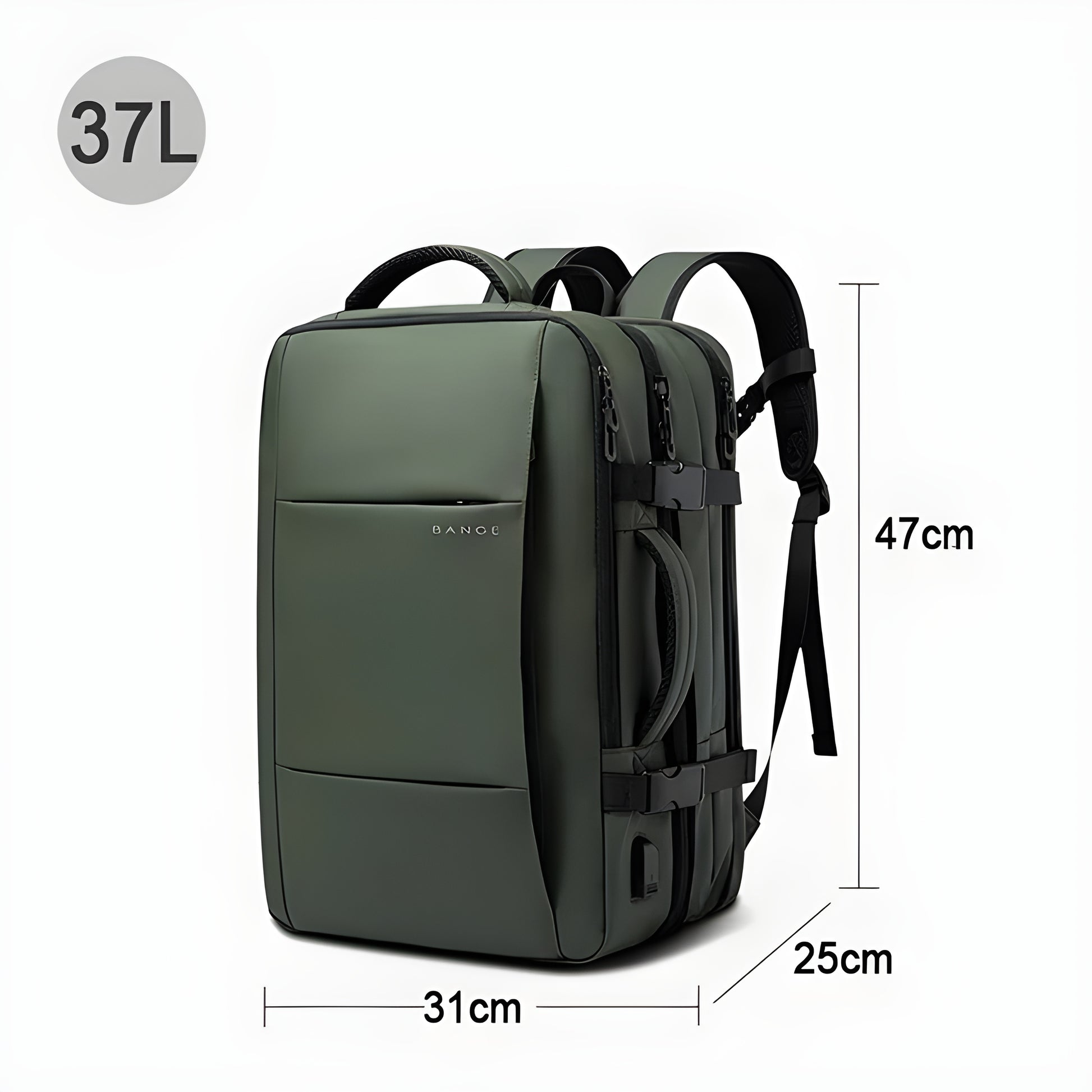 "Waterproof and scratch-resistant backpack with padded laptop protection."
